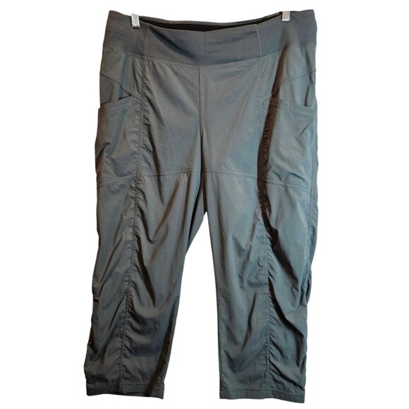 Athleta Womens XL Capri Ruched Activewear Pants Gray Hiking Gym Walking Workout - Picture 1 of 12